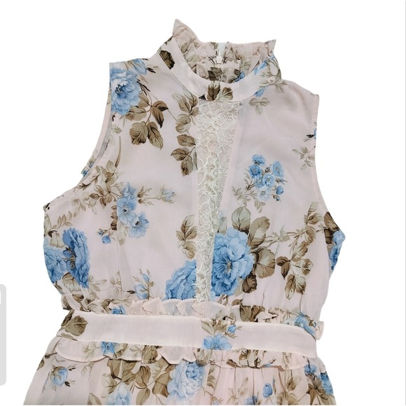 The Vintage Shop Floral Tiered Maxi Dress High Neck Ruffle Lace Detail Size S - Picture 4 of 16